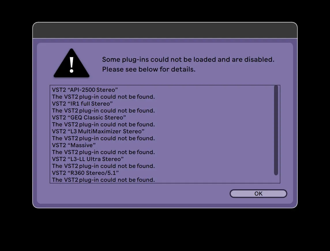 ableton plugin problem