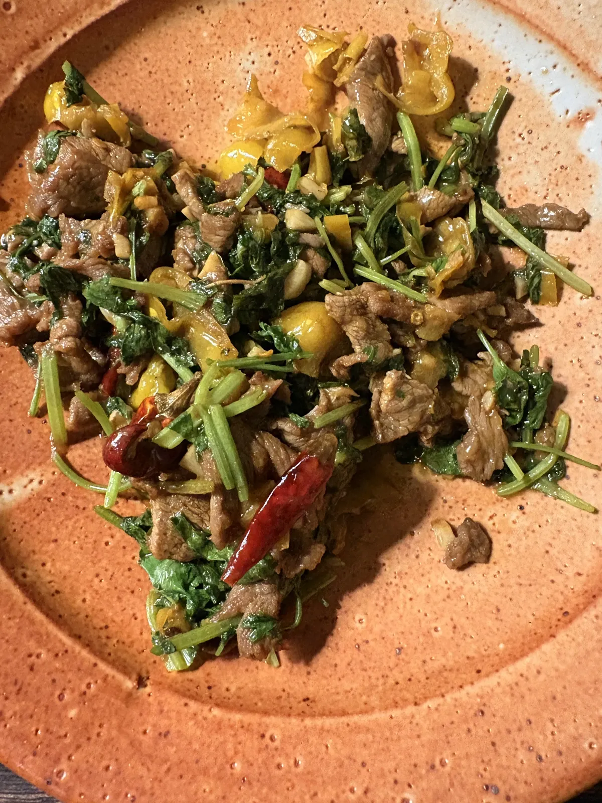 香菜牛肉泡椒