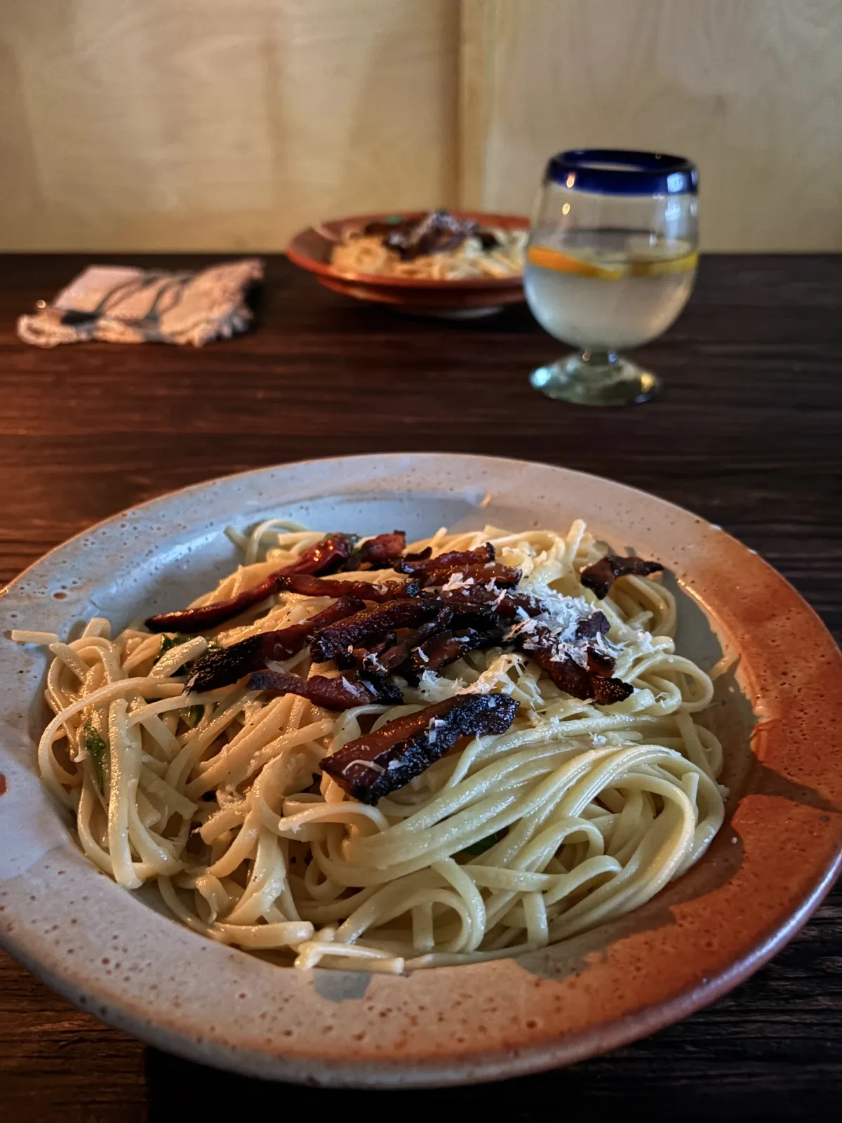 Guanciale, arugula and lemon pasta